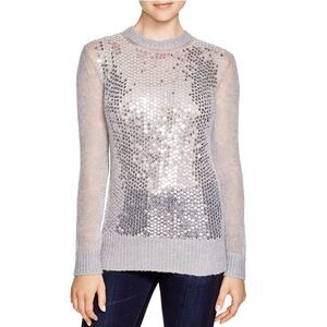Michael Kors Sequins Gray Alpaca Wool Blend Sweater Size Medium